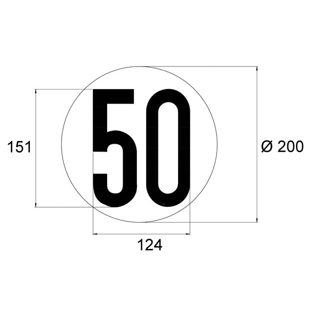 Disque Adhesif PVC Limitation de Vitesse 50 KM/H référence fournisseur 1220153